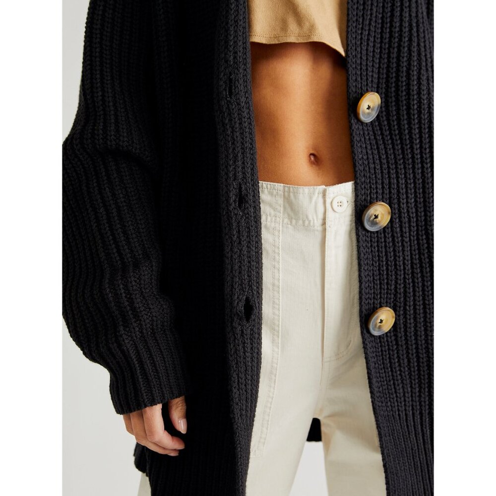 FREE PEOPLE Swim Too Deep Cardi / Black - Picture 3 of 5